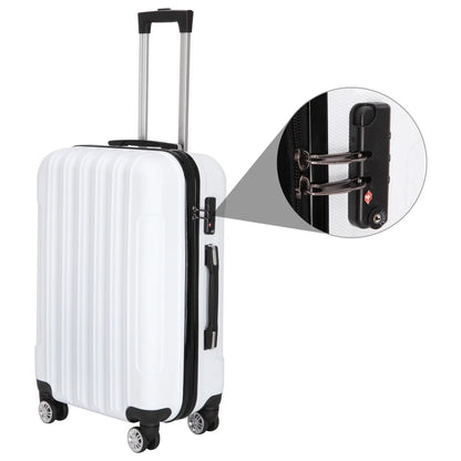 Tcbosik Multifunctional Luggage Set with Spinner Wheels, Large Capacity Travel Rolling Suitcases, ABS Carry-on Luggage, 20"/24"/28" (White, 3 Piece Set)