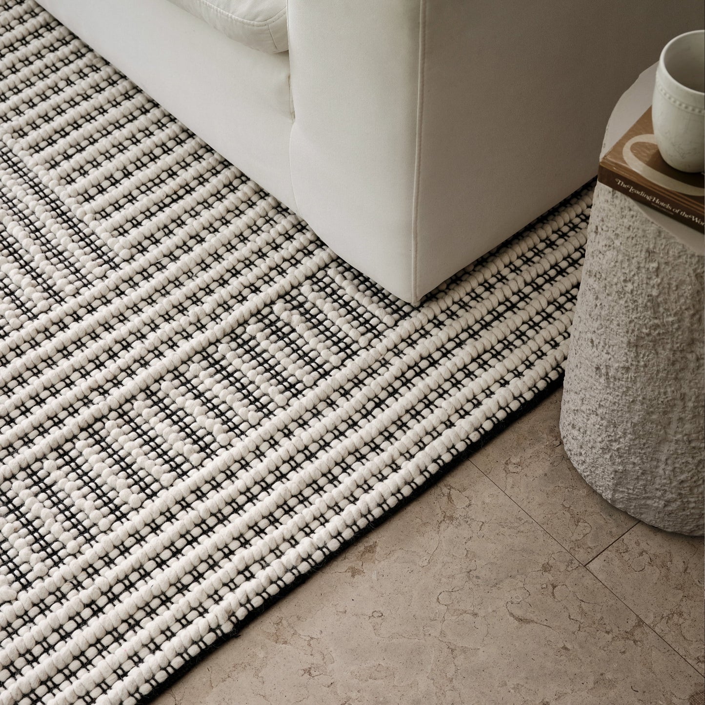 Rugs USA Devon Wool Blend Area Rug, 5' x 8', Devon Ivory