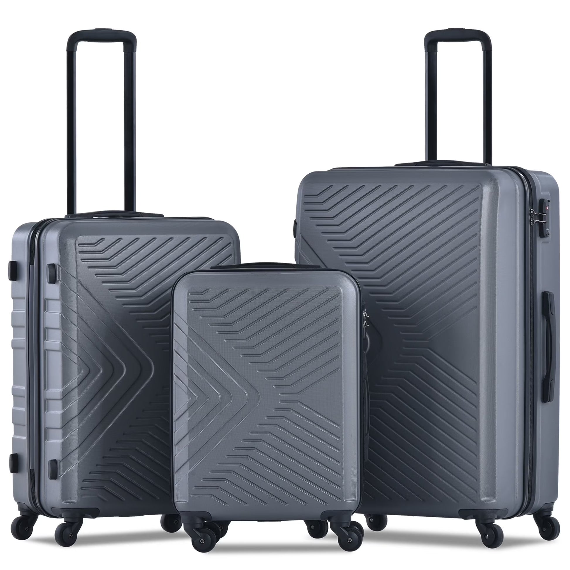 Travelhouse 3 Piece Hardshell Luggage Set Hardside Lightweight Suitcase with TSA Lock Spinner Wheels 20in24in28in.(Black)
