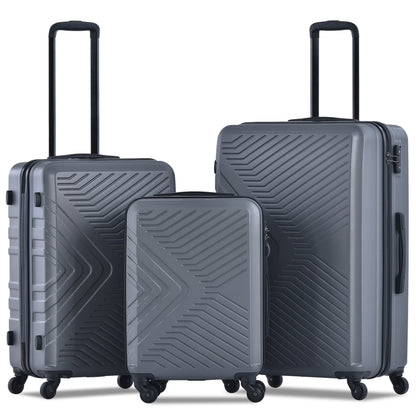 Travelhouse 3 Piece Hardshell Luggage Set Hardside Lightweight Suitcase with TSA Lock Spinner Wheels 20in24in28in.(Black)
