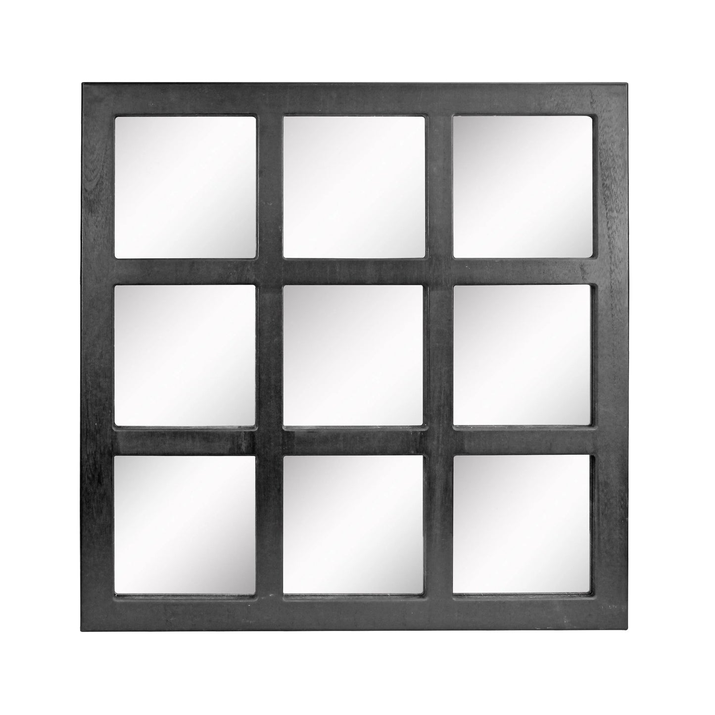 Stonebriar 23.5" x 23.5" Black Farmhouse 9-Panel Window Pane Wall Mirror