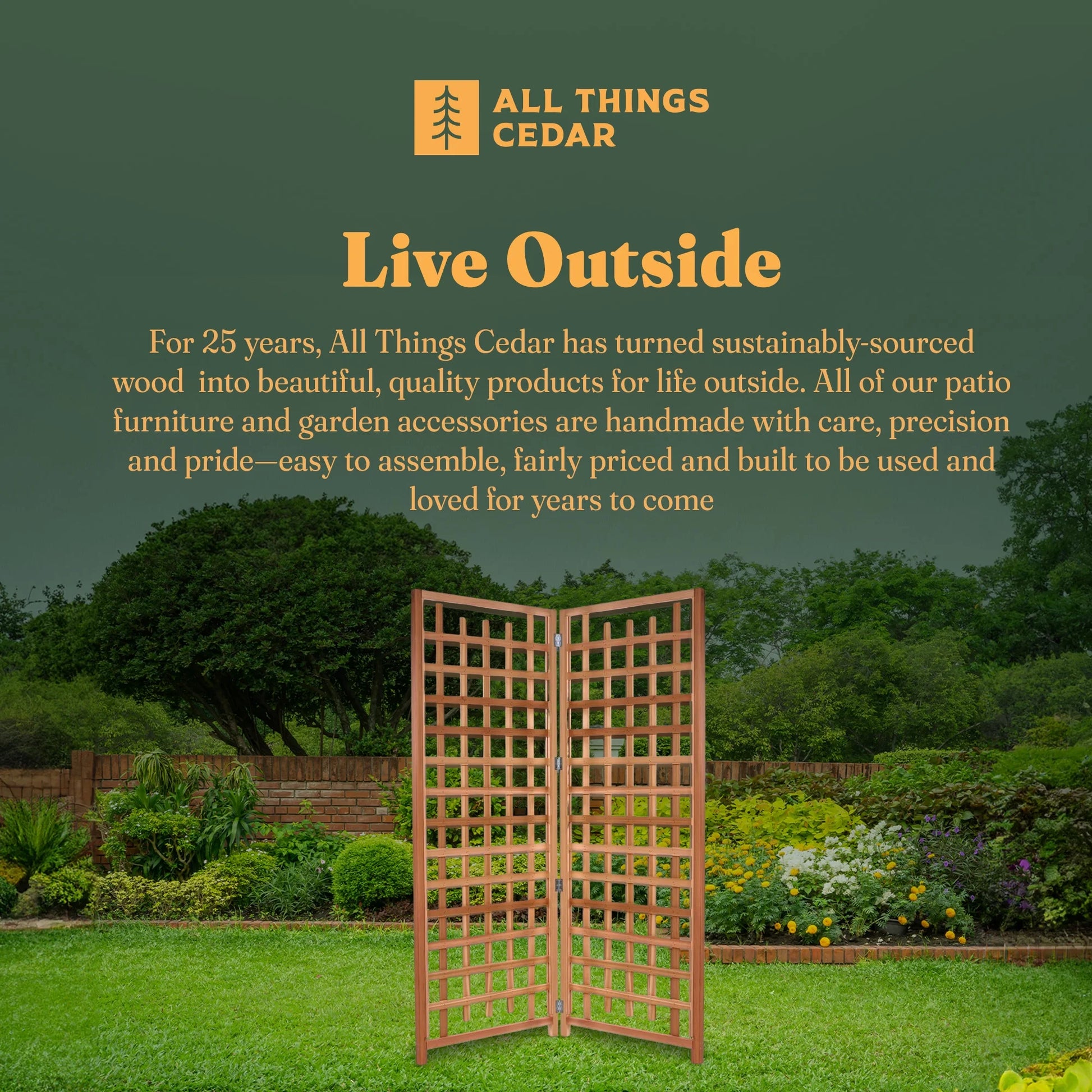 All Things Cedar TS33 Trellis Panel - Cedar Garden Trellis for Climbing Plants
