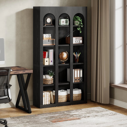 Tribesigns 5-Tier Farmhouse Tall Bookshelf, 70.87-Inch Rustic Wood Bookcase with Open Shelves, Large Mid Century Modern Book Shelf Vintage Display Storage Shelving Unit for Home Office