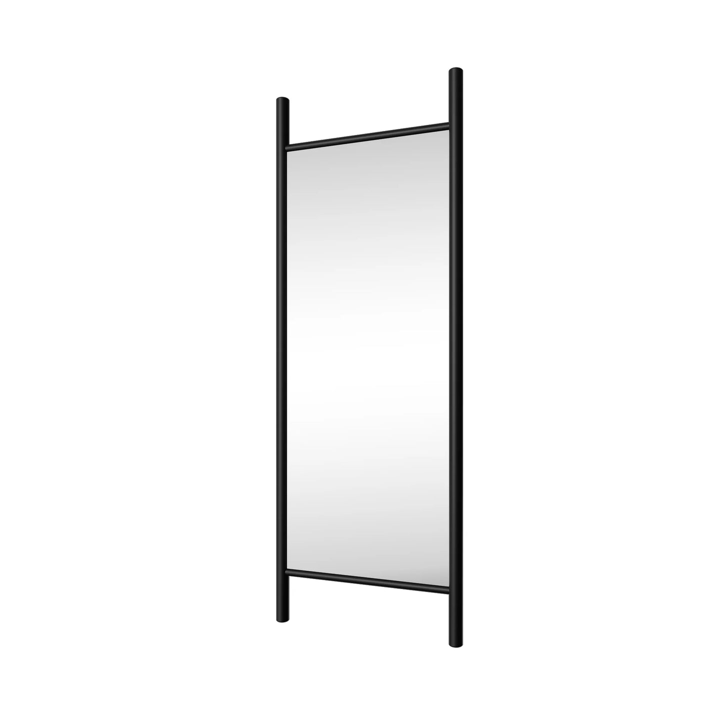 63"x24" Wood Full Length Mirror Ladder Rectangle Floor Mirror, Black