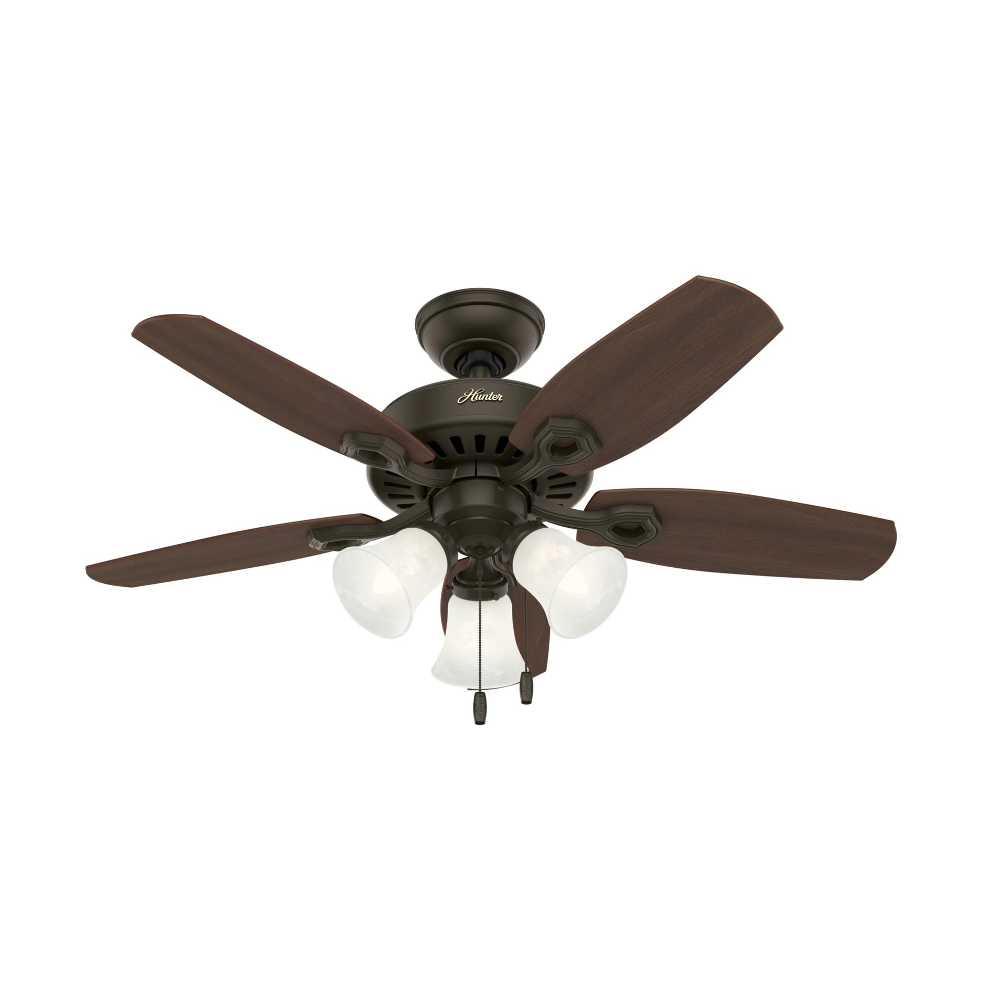 Hunter - Builder Indoor Ceiling Fan With Light, 42-inch, Snow White, Traditional-style, 3-speed WhisperWind Motor, 52105, for living rooms, bedrooms, home offices, kitchens