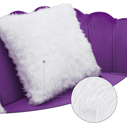 MoNiBloom Contemporary Velvet Loveseat Chair with Gold-Finished Metal Legs, 2-Seater Sofa with Two Pillows for Living Room, Bedroom, Home Office, Purple