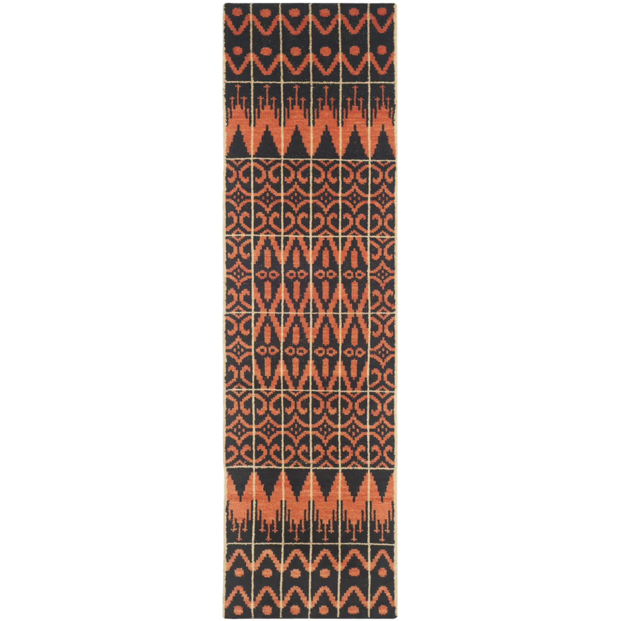 SAFAVIEH Kenya Kestrel Southwestern Wool Area Rug, Orange/Black, 8' x 10'