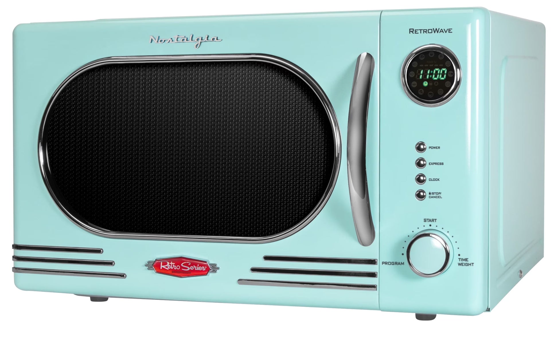 Nostalgia Retro Countertop Microwave Oven - Large 1000-Watt - 1.1 cu ft - 12 Pre-Programmed Cooking Settings - Digital Clock - Kitchen Appliances - Black