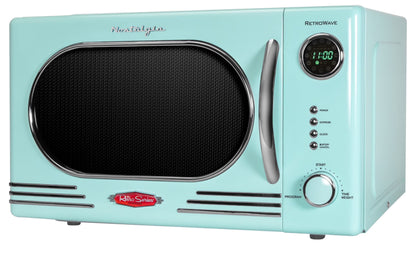 Nostalgia Retro Countertop Microwave Oven - Large 1000-Watt - 1.1 cu ft - 12 Pre-Programmed Cooking Settings - Digital Clock - Kitchen Appliances - Black