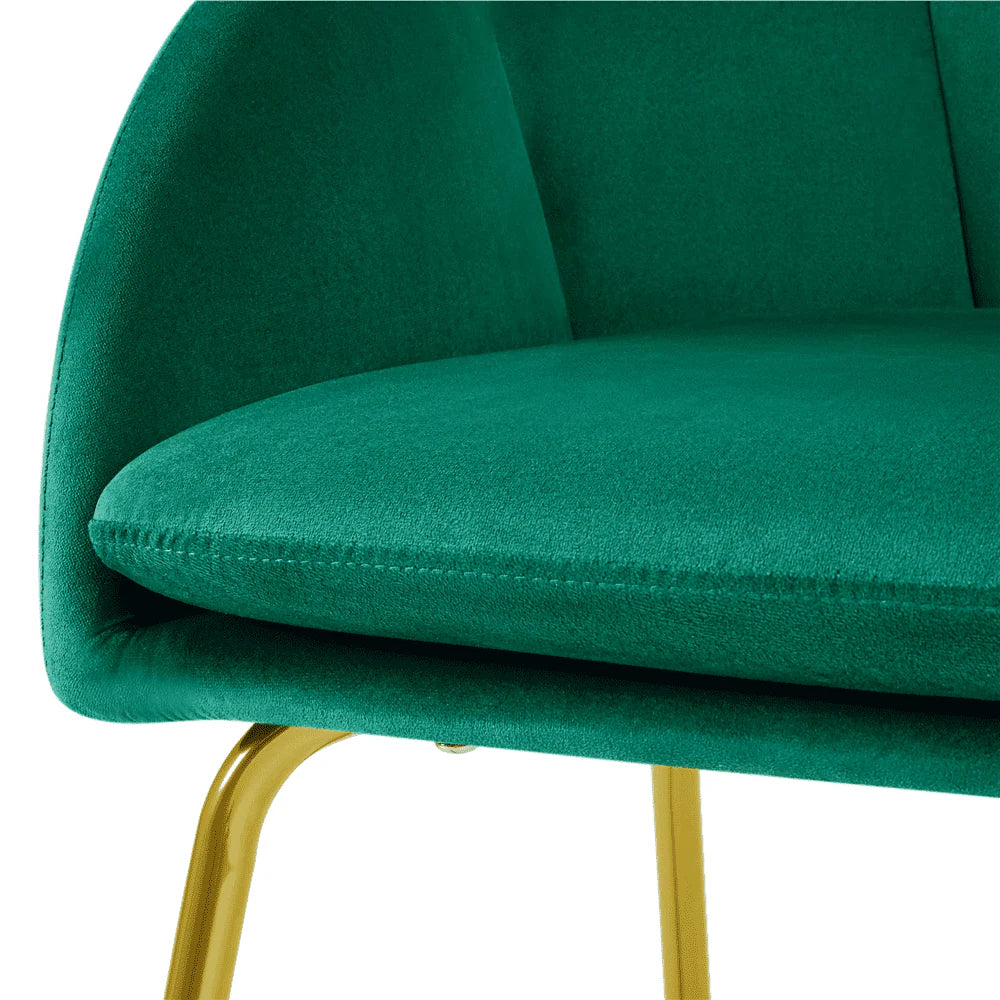 Yaheetech Flower Shape Velvet Armchair Dining Chair with Golden Metal Legs for Living Room, Green