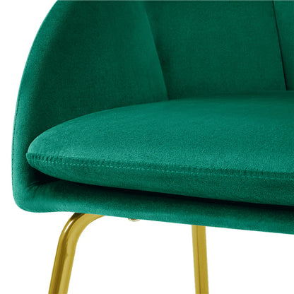 Yaheetech Flower Shape Velvet Armchair Dining Chair with Golden Metal Legs for Living Room, Green