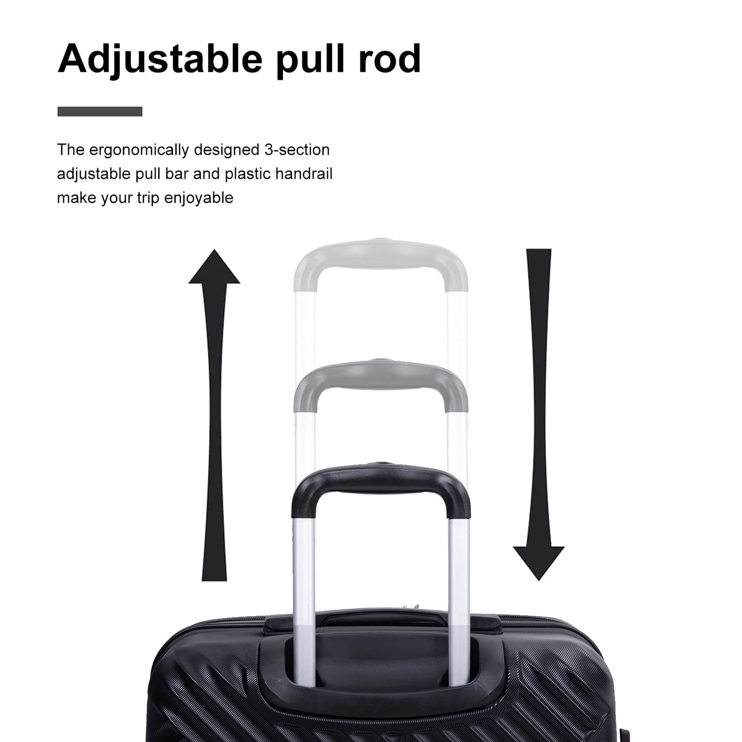 Travelhouse 3 Piece Luggage Set Hardshell Expandable Lightweight Suitcase with TSA Lock Spinner Wheels 20in24in28in.(Black)