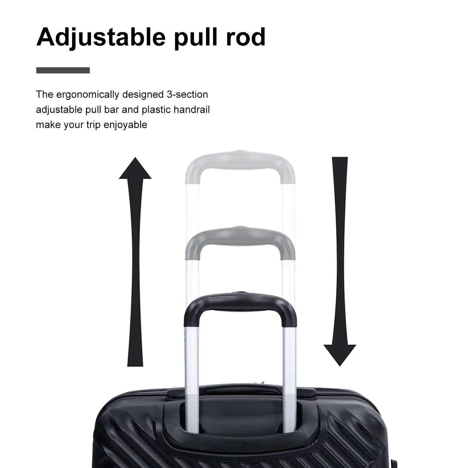 Travelhouse 3 Piece Luggage Set Hardshell Expandable Lightweight Suitcase with TSA Lock Spinner Wheels 20in24in28in.(Black)