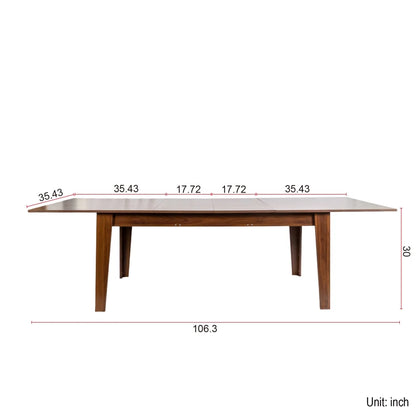 106" Expandable Dining Table for Small Spaces, Space-Saving Extendable Kitchen Table with Scratch-Resistant Surface, Multi-Functional Walnut Finish for Family Meals & Home Office Use