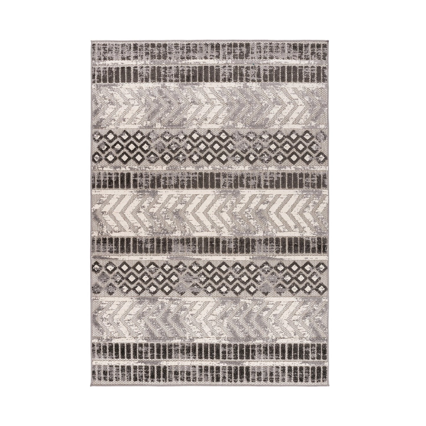 Distressed Geometric Indoor/Outdoor Gray 7' 10" x 10' Area Rug