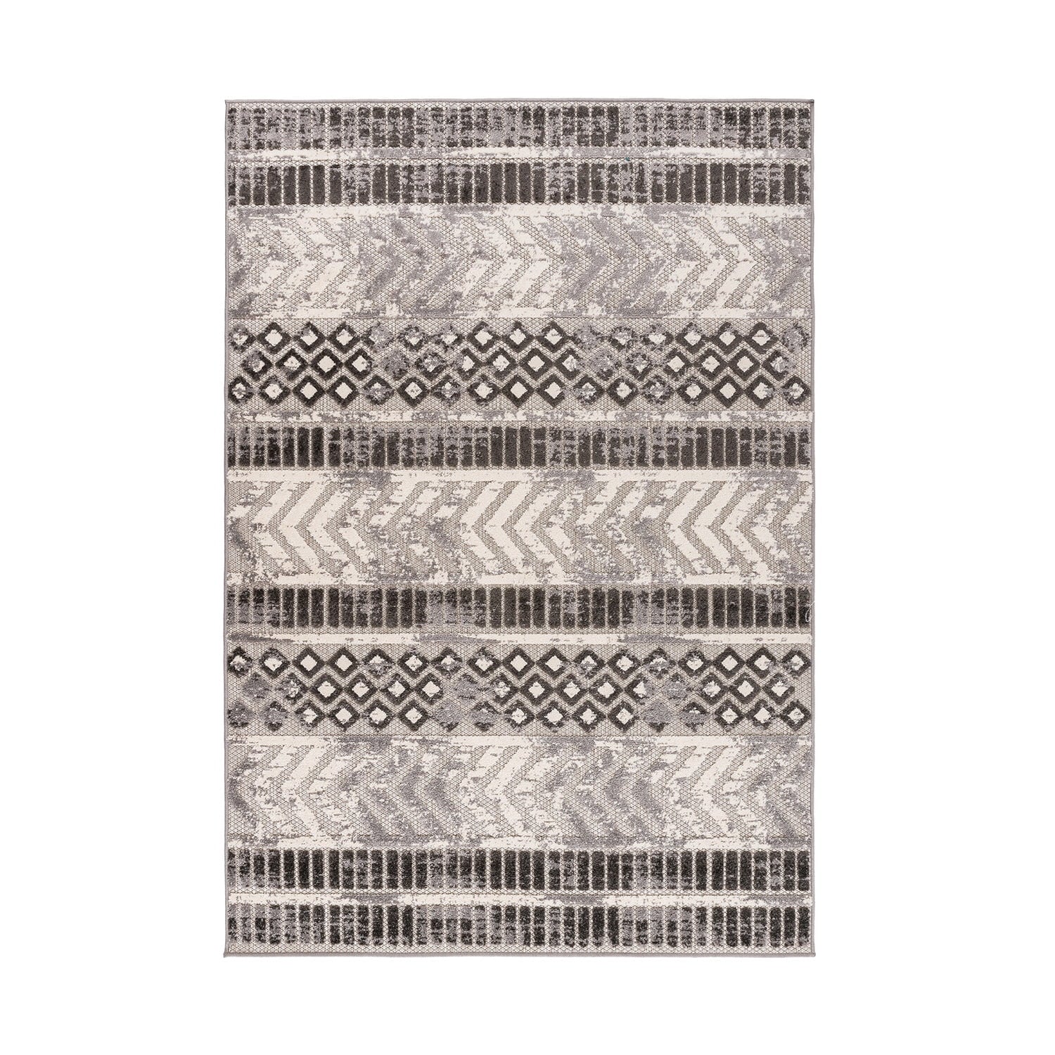 Distressed Geometric Indoor/Outdoor Gray 7' 10" x 10' Area Rug