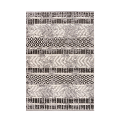 Distressed Geometric Indoor/Outdoor Gray 7' 10" x 10' Area Rug