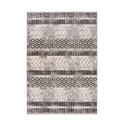 Distressed Geometric Indoor/Outdoor Gray 7' 10" x 10' Area Rug