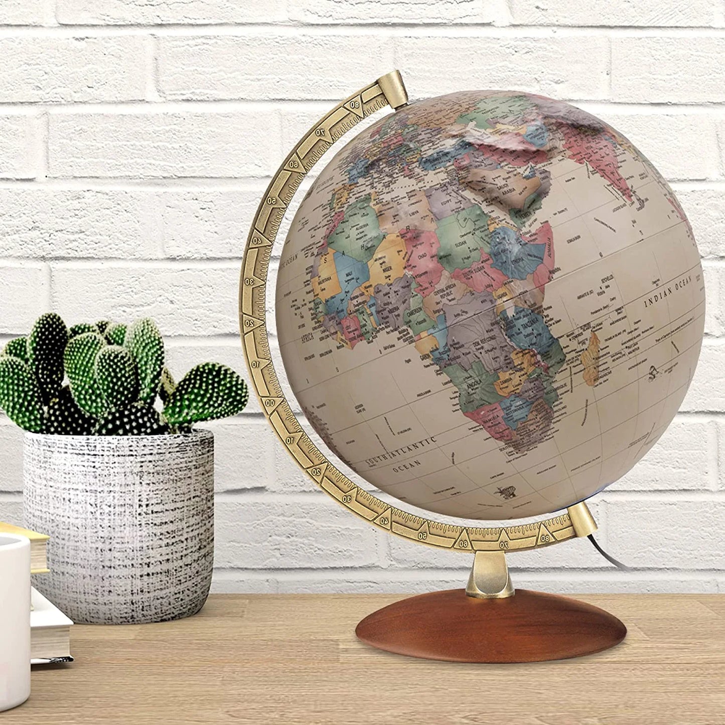 Athens Relief Globe, 12-inch Diameter, Illuminated, Raised Relief