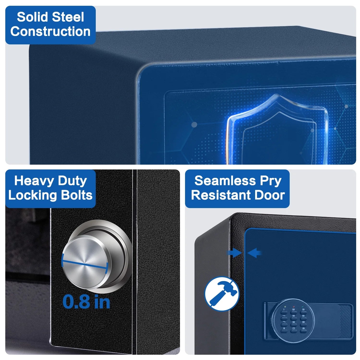 2.0 Cubic Feet Security Safe Box, Dual Alarm System, W/Electronic Digital Keypad, LED Light for Home Office Hotel Use 15"D x 12.2W" x 17.7"H