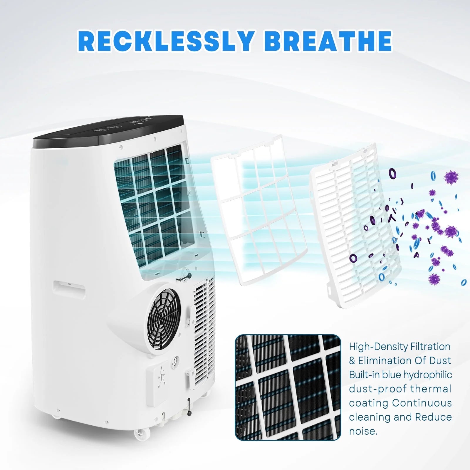 Lumiparty 14000 BTU Portable Air Conditioner with Remote Control, Cools up to 750 Sq.ft,3-in-1 Portable AC w/Dehumidifier, Fan & Sleep Mode, for Home Office, Black