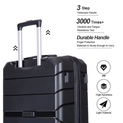 Travelhouse 3 Piece Luggage Set Hardshell Lightweight Suitcase with TSA Lock Spinner Wheels 20in24in28in.(Black)
