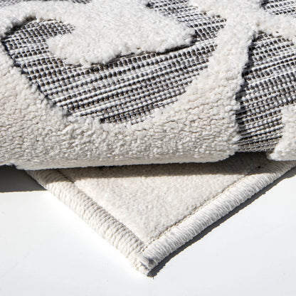 My Texas House Lady Bird, Modern Farmhouse, Damask, Indoor Outdoor Area Rug, Natural Gray, 5'3" x 7'6"
