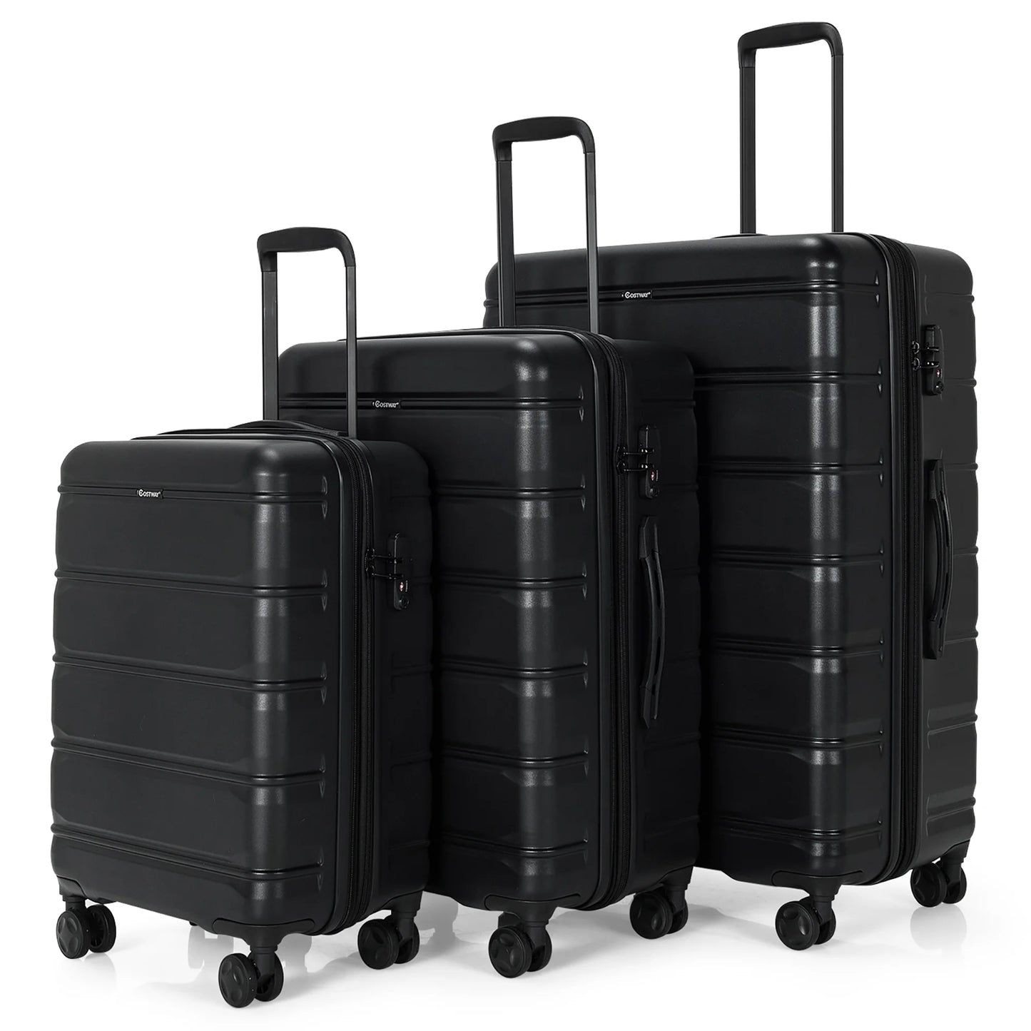 Costway 3 Piece Hardshell Luggage Set Ex pandable Suitcase w/TSA Lock & Spinner Wheels
