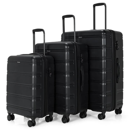 Costway 3 Piece Hardshell Luggage Set Ex pandable Suitcase w/TSA Lock & Spinner Wheels