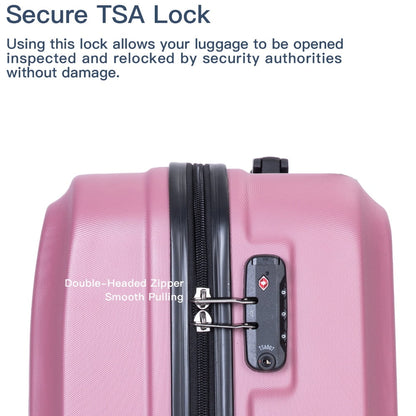 Yougu 3 Piece Hardshell Luggage Set Hardside Lightweight Suitcase with TSA Lock Spinner Wheels 20in 24in 28in,Pink