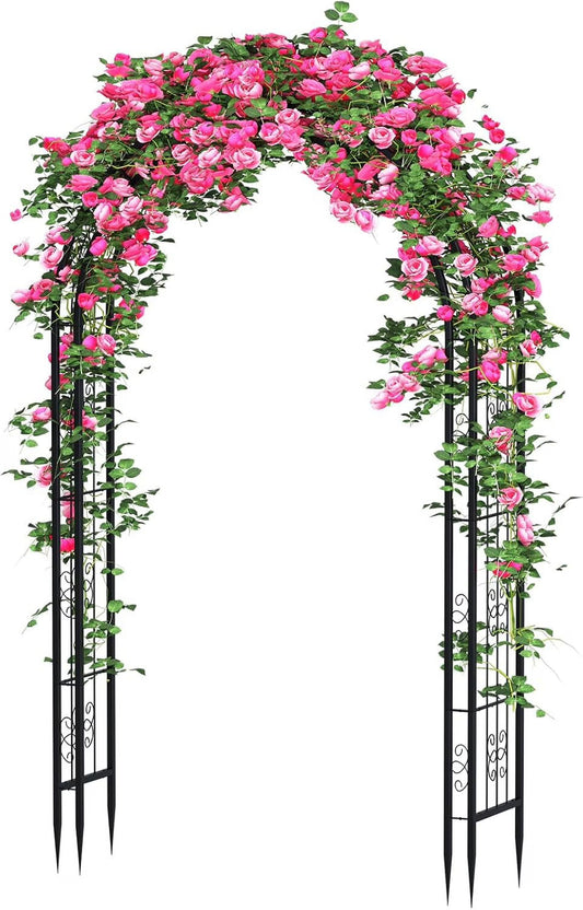 88 in Steel Garden Arch Arbor Trellis for Climbing Plants Outdoor,Yard,Garden,Climbing Plants 7 ft Decorative Wire Lattice,Outdoor Wedding Arch(Black)