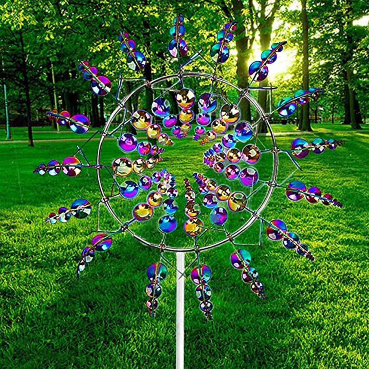Limei Colorful Wind Spinner 39" Large Vertical Windmill Metal Sculpture Garden Decoration Lawn Ornaments Yard Art Decor Outdoor Pinwheel for Patio