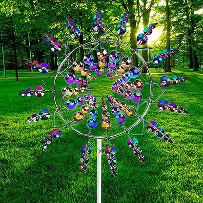 Limei Colorful Wind Spinner 39" Large Vertical Windmill Metal Sculpture Garden Decoration Lawn Ornaments Yard Art Decor Outdoor Pinwheel for Patio
