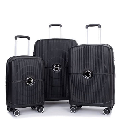 3 Piece Luggage Set Expandable Suitcases Set with Spinner Wheels & TSA Locks, Black