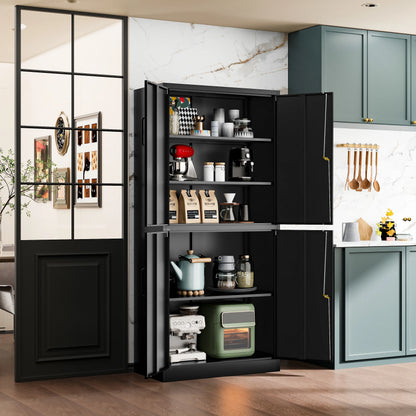 Fesbos Metal Storage Cabinet with 4 Doors and 3 Adjustable Shelves,71" Lockable Garage Tall Steel Lockers,for Home Office,Living Room,Pantry,Gym,Commercial Utility Storage