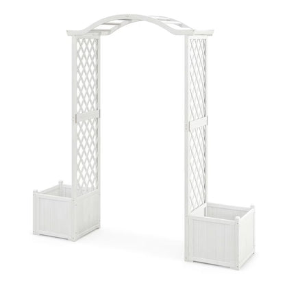 Kadyn Outdoor Decor,Wooden Garden Arbor with Planter and Trellis for Climbing Plants Decorations-White