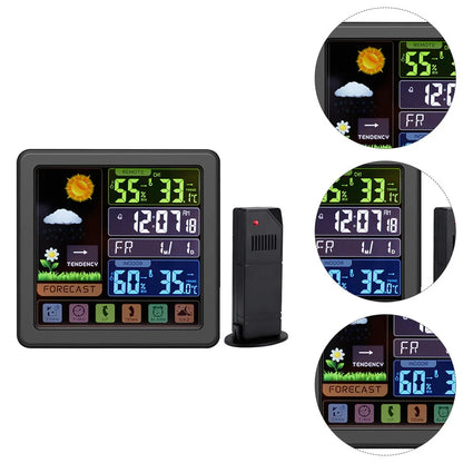 BESTONZON 1Pc LED Colour Screen Weather Clock Indoor Wireless Sensor Weather Clock