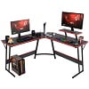 YRLLENSDAN L Shaped Computer Desk, Corner Desk Gaming Table Computer Desk L Shaped Desks Gaming Desks with Large Desktop for Home Office, Black
