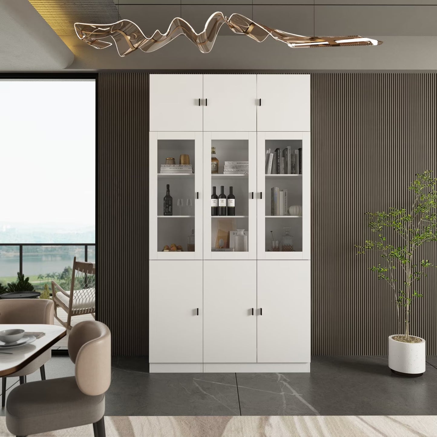 KULAGAGA Kitchen Pantry Storage Cabinet, 87.8"H Freestanding Storage Cabinet Cupboard for Home Office Living Room, Whiet
