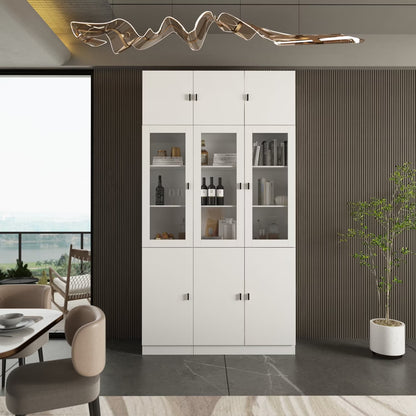 KULAGAGA Kitchen Pantry Storage Cabinet, 87.8"H Freestanding Storage Cabinet Cupboard for Home Office Living Room, Whiet