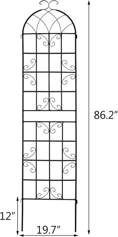 SHZOND 4 Pack 86.2 x 19.7 in Metal Garden Trellis for Climbing Plants, Black Metal Garden Trellis for Vines Plant Rose Flowers Vegetables Support, Large Decorative Outdoor Trellis
