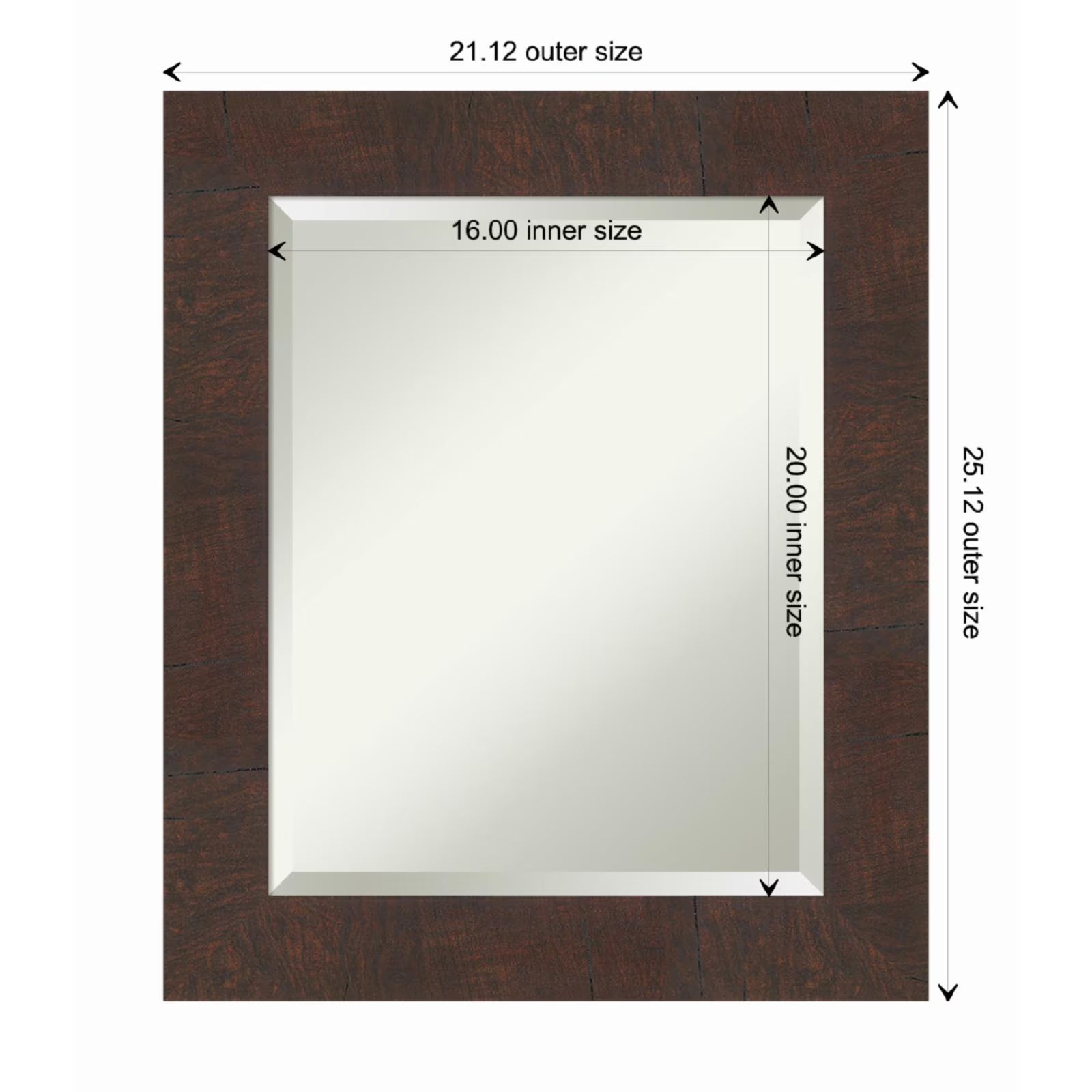 Amanti Art Wildwood Brown Framed Wall Mirror - 21.12 x 25.12 in