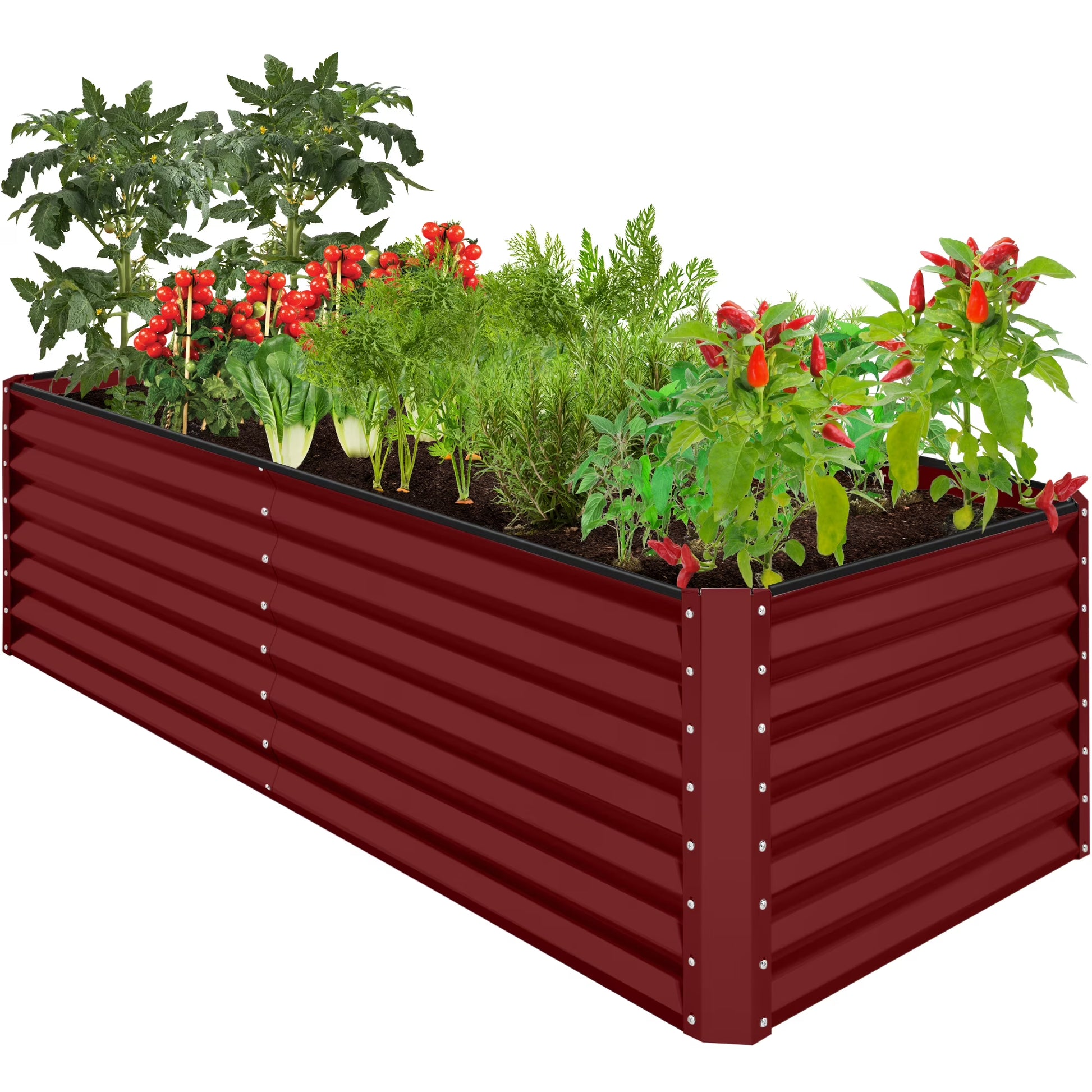 Best Choice Products 8x4x2ft Outdoor Metal Raised Garden Bed, Planter Box for Vegetables, Flowers, Herbs - Gray