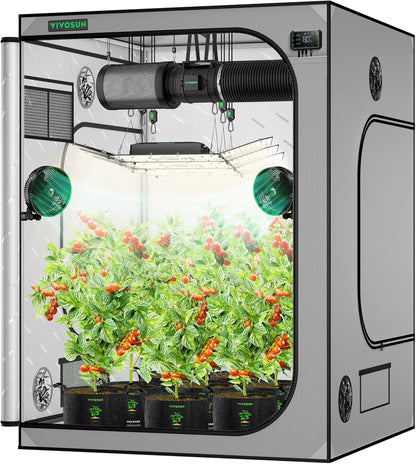 VIVOSUN G336 36"x36"x72" Grow Tent, 3x3 FT Advanced Gray Mylar Tent with 19mm Poles, Observation Window and Floor Tray for Hydroponic Plants for VS2000/VS3000
