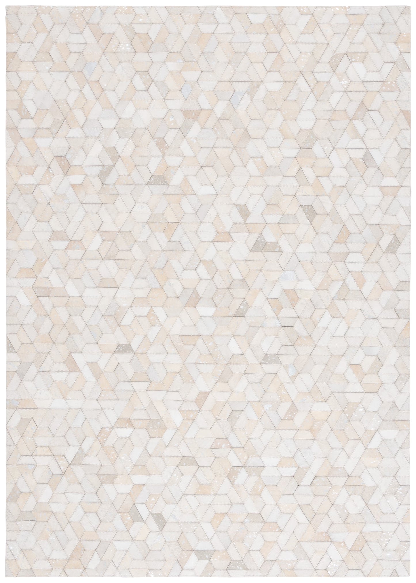 SAFAVIEH Studio Leather June Geometric Area Rug, Ivory/Silver, 8' x 10'