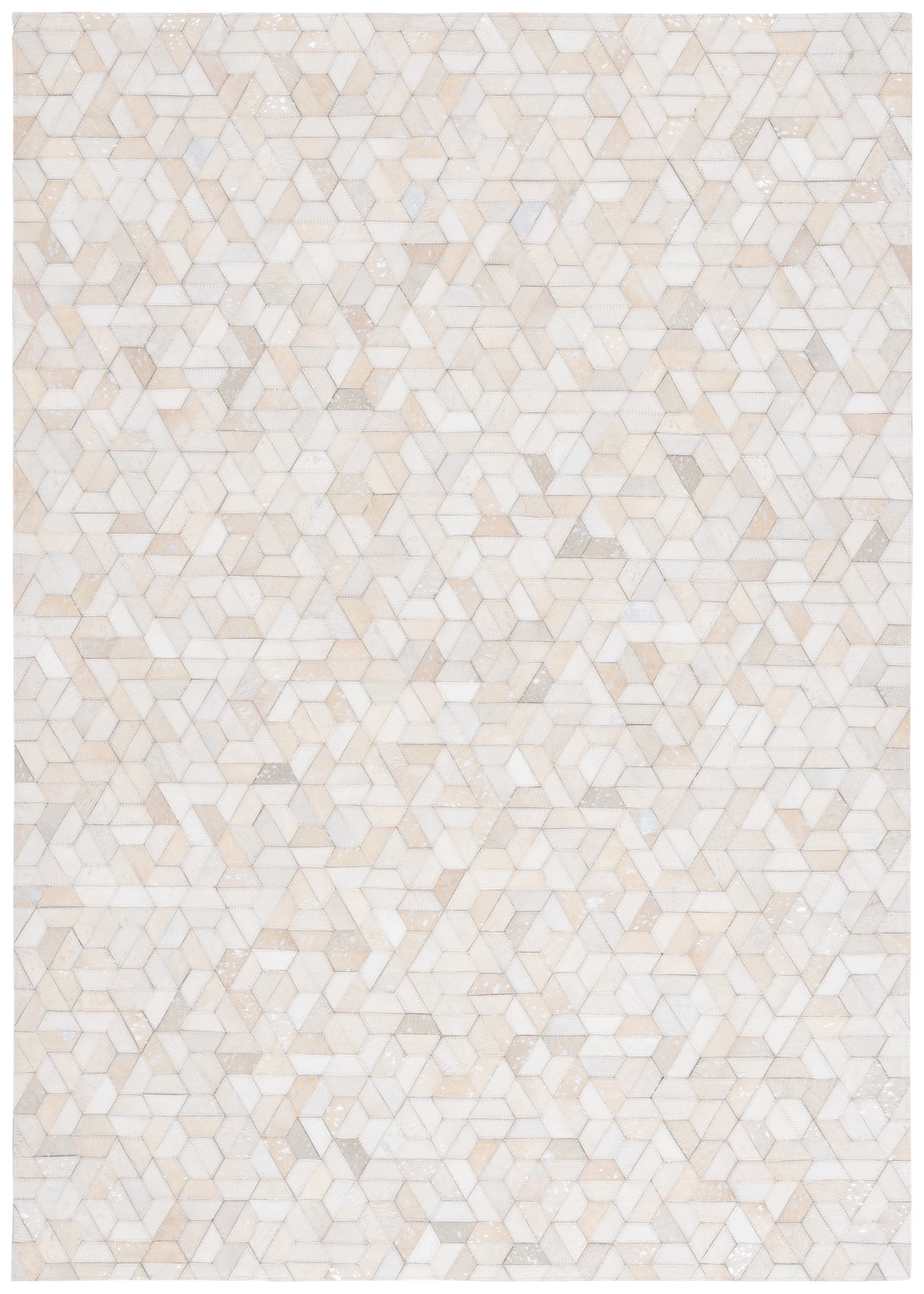 SAFAVIEH Studio Leather June Geometric Area Rug, Ivory/Silver, 8' x 10'
