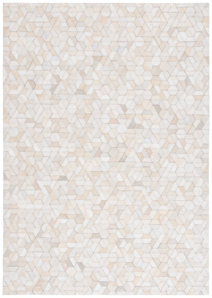 SAFAVIEH Studio Leather June Geometric Area Rug, Ivory/Silver, 8' x 10'