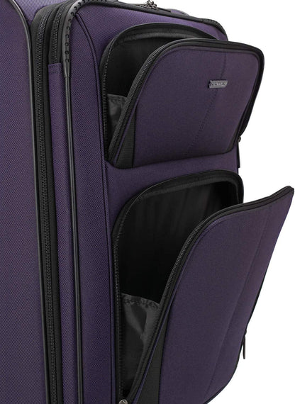 U.S. Traveler Aviron Bay Expandable Softside Luggage with Spinner Wheels, Black, 22" Carry-on