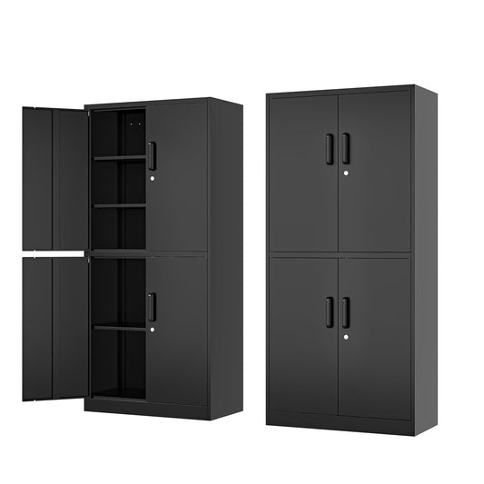 Fesbos Metal Storage Cabinet with 4 Doors and 3 Adjustable Shelves,71" Lockable Garage Tall Steel Lockers,for Home Office,Living Room,Pantry,Gym,Commercial Utility Storage