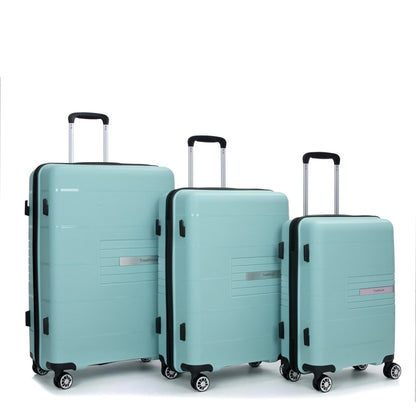 Lightweight PP Suitcase Sets with Spinner Wheels TSA Lock, Hardshell Luggage Sets for Travel Trips, 3-Piece Set (20in/24in/28in), Light Green